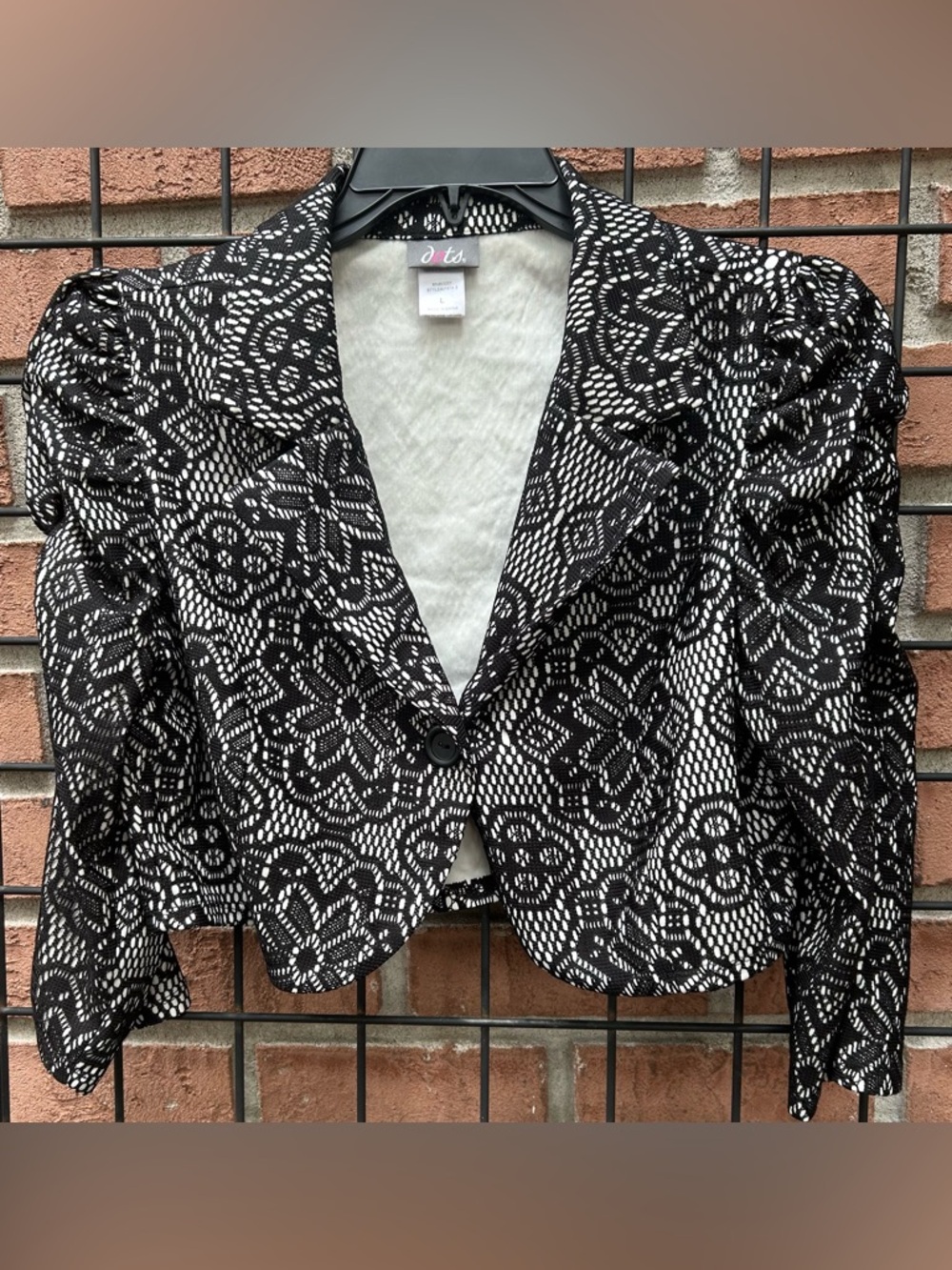 Dots Black and White Cropped Patterned Blazer